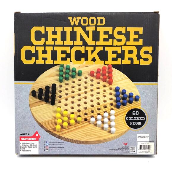 Cardinal Wood Chinese Checkers Game Complete 60 Colored Pegs 2-6 Players Ages 4+ - Picture 2 of 4